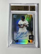 2015 Bowman Chrome Trent Grisham 1st Refractor 10 Sub BGS 9.5 Auto 10 Yankees