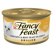 Purina Fancy Feast Grilled Wet Cat Food, Chicken  Beef Feast in Gravy 3 oz Cans