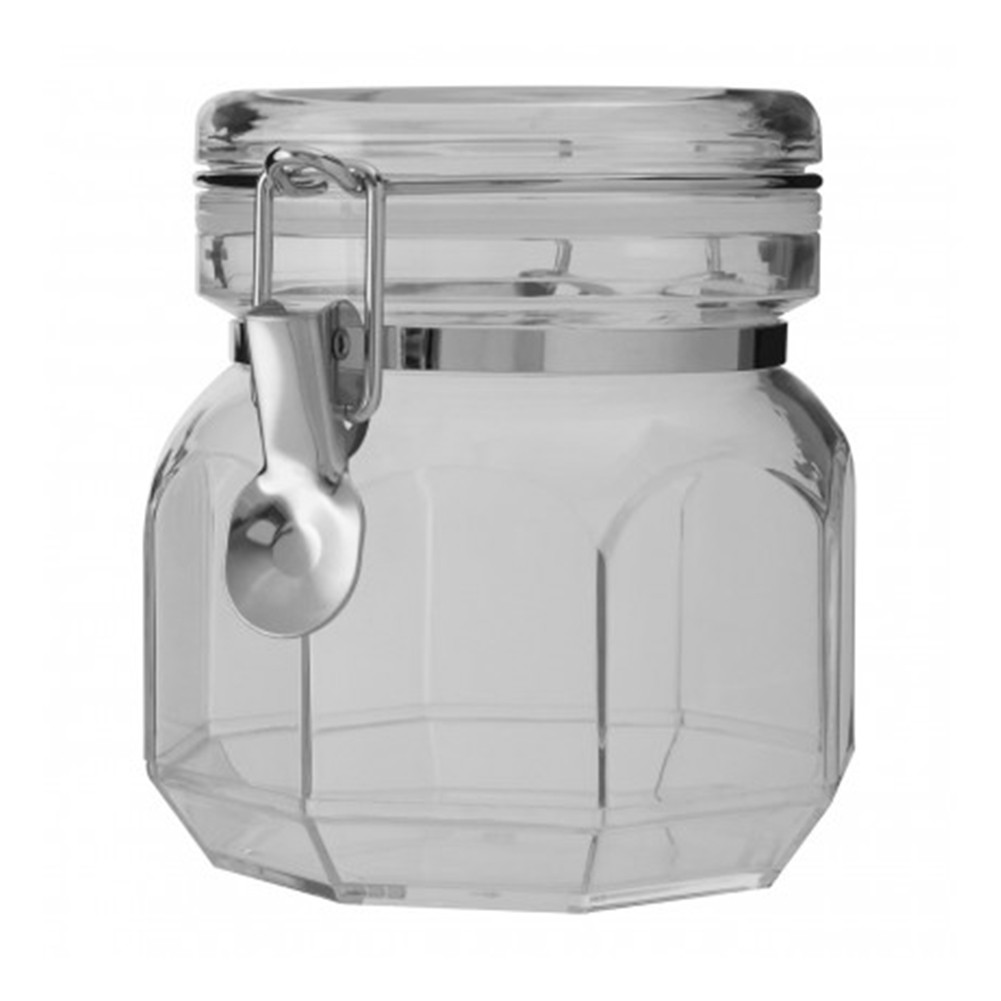 Gozo Silver Sexangle Transparent Kitchen Food Storage Airtight Lid Canister Jar