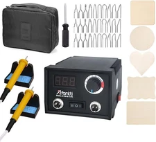 Pyrography Machine Professional Wood Burning Pen Tool Kit Station Dual 
