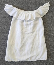 Tommy Bahama St Lucia Dress Womens Small White Off Shoulder Ruffle Linen Pockets