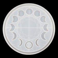 Large Moon Phase Round Tray Resin Mold Crescent Half Full Moon Silicone 13z