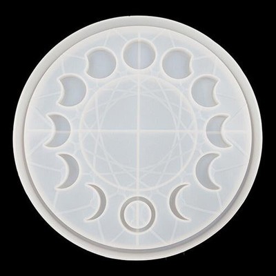 Large Moon Phase  25cm Round Tray Resin Mold Crescent Half FullMoon Silicone 14z