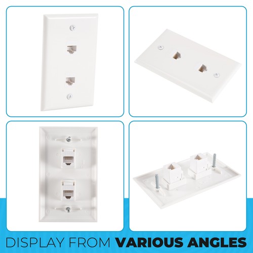 1 Pack 2 Port Ethernet Wall Plate, Cat6 Female to Female Wall Jack RJ45 5387 - Photo 7/7