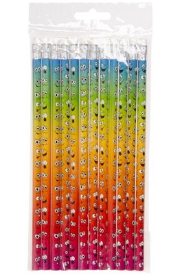12 Stück Lachendes Gesicht Design Stifte mit Radiergummi - Schule Beute Beutel Füller