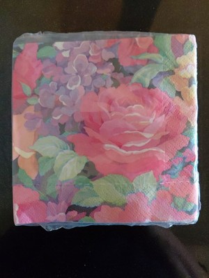 Vintage DesignWare Beautiful Floral Beverage Napkins 16 Pack 3-Ply USA Made