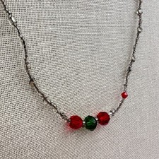Vintage 90s Faceted Glass Beaded Necklace Boho Holiday Women's Classic Jewelry