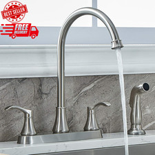 3 Hole or 4 Hole Two Handle Kitchen Faucet with Side Sprayer, Commercial Lead-Fr