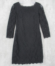 Adrianna Papell Dress 4 Sheer Floral Lace Sheath Cocktail Whimsigoth Evening Zip