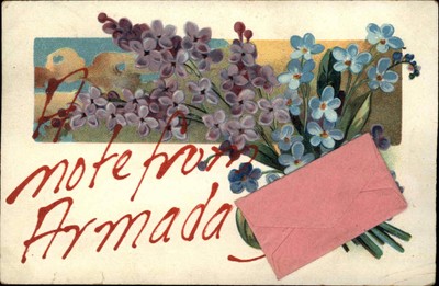 ARMADA MICHIGAN MI Fold-Open Letter Insert GREETINGS Antique Postcard