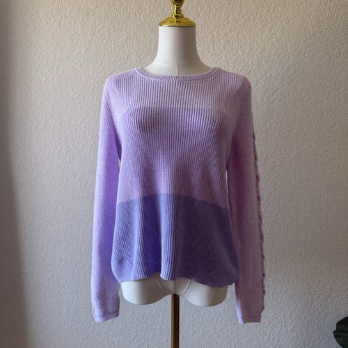 Lilly Pulitzer Cortina Marled Purple Ombre Crewneck Shaker Stitch Sweater Medium
