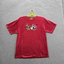 Warner Bros Studio Store Men Shirt L Red Embroidered Looney Tunes 90s Y2K
