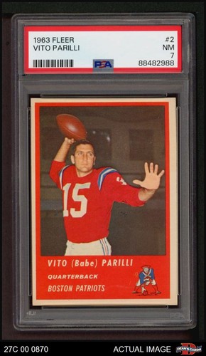 1963 Fleer #2 Babe Parilli Patriots Kentucky PSA 7 - NM - Picture 1 of 2