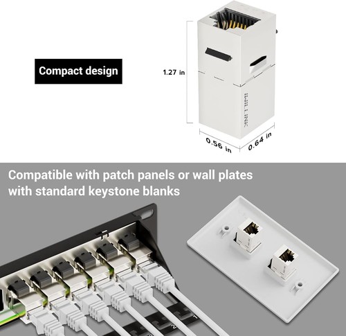 iwillink 10Gbps CAT7 Coupler RJ45 Keystone Shielded 10-Pack, Silver - Afbeelding 5 van 8