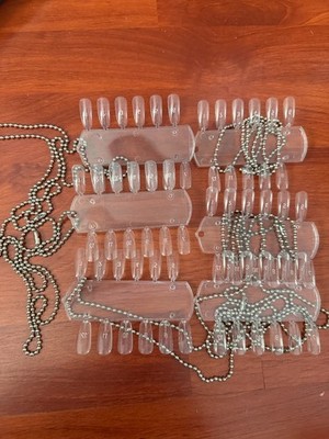 LOT 6 OPI Blank Nail Color Palettes with Beaded Chains (12 Tips/ Palette)- Clear