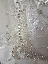 David's Bridal Ivory Lace Sweetheart Mermaid Wedding Dress Train Zipper/Buttons