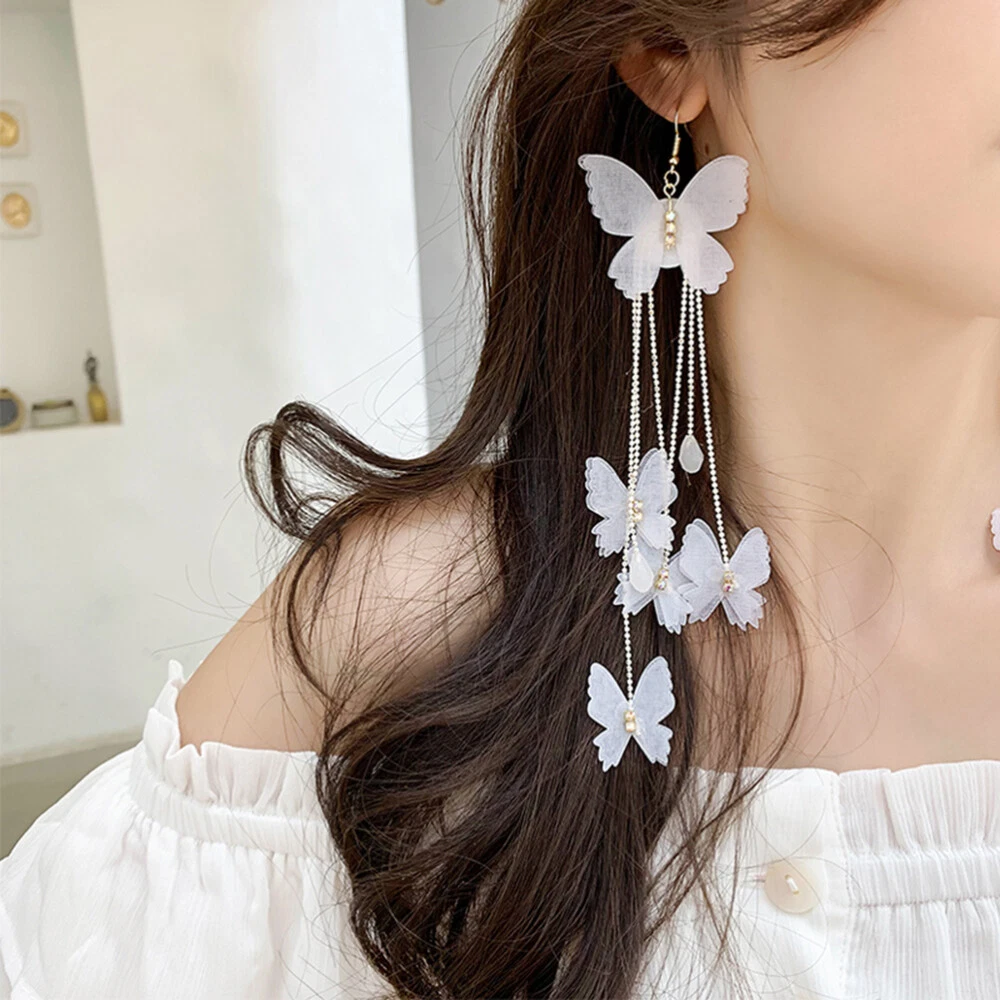 Chiffon flower earrings clearance