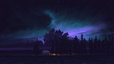 Anime digital painting night sky artwork nature Play Gaming Mat Desk