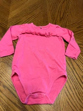 Baby Girls JUMPING BEANS Pink Long Sleeve Bow Bodysuit TShirt Top Blouse 12 mo
