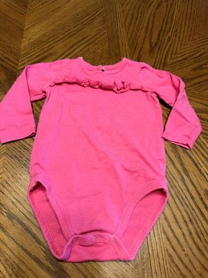 Baby Girls JUMPING BEANS Pink Long Sleeve Bow Bodysuit TShirt Top Blouse 12 mo