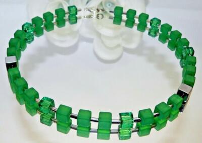 Halskette Würfelkette Cube Matt Schwarz Weiß Strass - Handgefertigter Modeschmuck