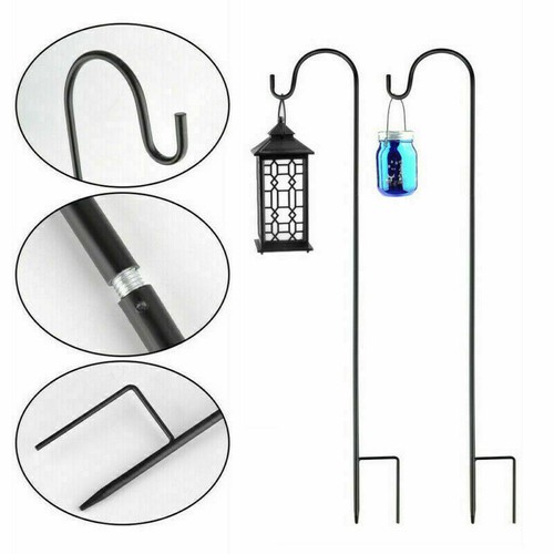 2Pcs Metallstab Garten Hirtenstab Laternenhalter mit HakenStecker