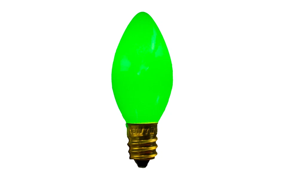 C-7 GREEN CERAMIC STEADY BULBS NEW 1 BOX OF 25 C7 GREEN CERAMIC STEADY BULBS E12 - Image 3 of 4