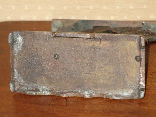 "Seltene Vintage Israel Judaica Bronze Chanukka Lampe Menora - ""Halutz & Rabbi" - Bild 7 von 12