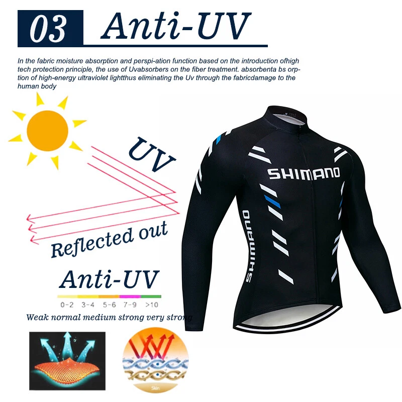 Cycling Jersey Mens Winter Long Sleeve Bike White Tops Reflective Bicycle Shirts - Image 4 of 4