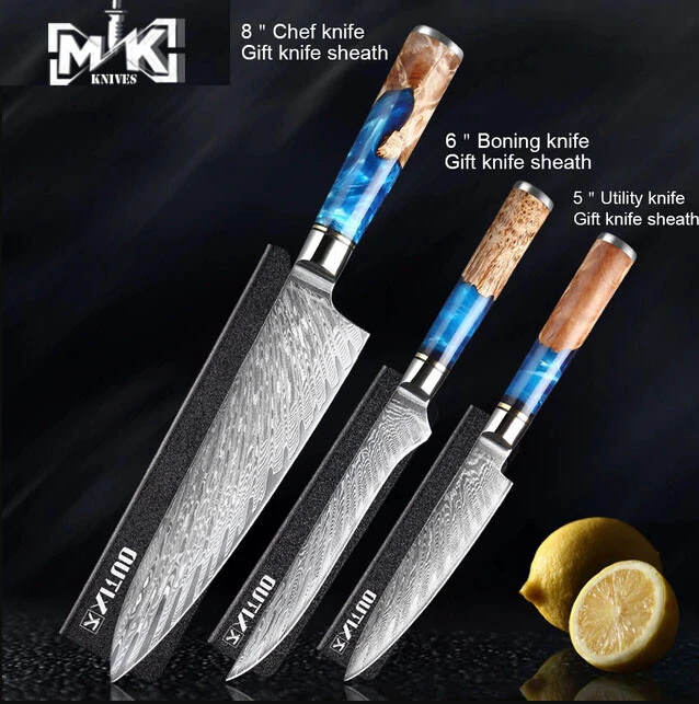 New Kitchen Knives-Set Damascus Steel VG10 Chef Knife Paring Bread Knifes