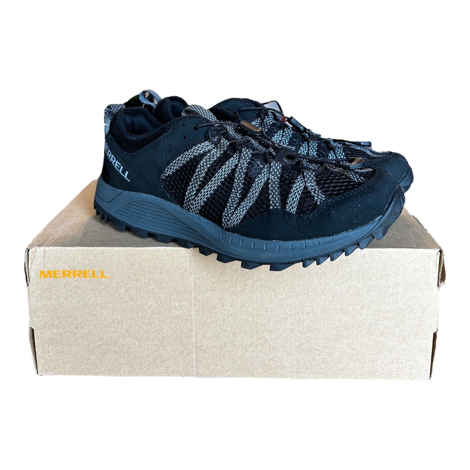 Merrell Wildwood Aerosport Men Waterproof Hiking Shoe Running Sneaker Black Size 9