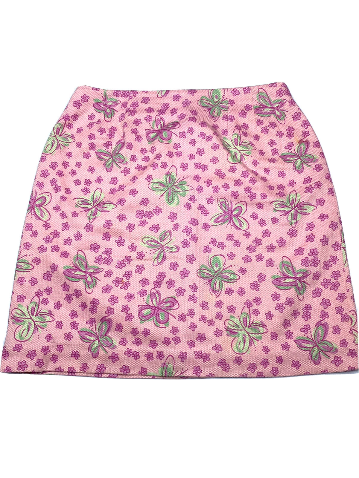 VTG Lilly Pulitzer Womens Pink Green Butterfly Floral Print A-Line Skirt Sz 6