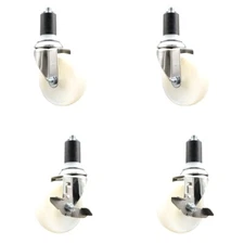 4 Inch 316SS Nylon Wheel Swivel 1-5/8 Inch Expanding Stem Caster Set 2 Brake SCC