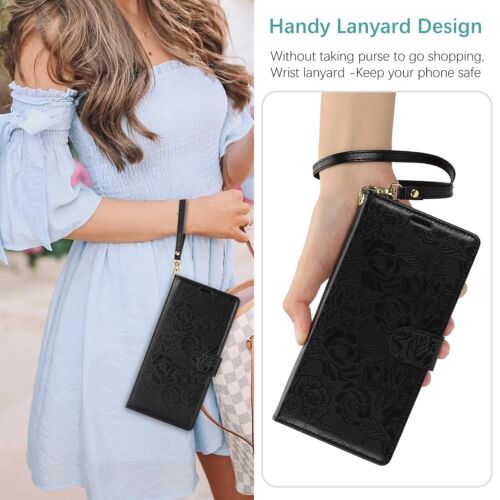 Floral Embossed Wallet Case For Samsung Galaxy S25 S24 S23 S22 S21 S20+ FE Ultra - Picture 8 of 57