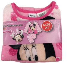 Minnie Mouse Flannel Sleepwear Set Size 2T Disney Pink Long Sleeves  Pants NWT