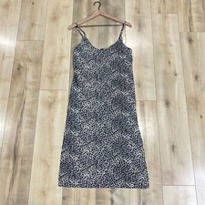 PrettyLittleThing Womens Black Leopard Jersey Split Cami Midi Slip Dress Size 12