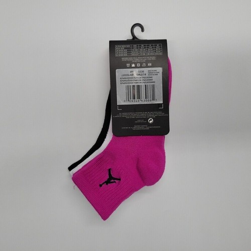 Nike Kid's Jordan Jumpman Quarter Sock Pink/White/Black - Picture 6 of 7