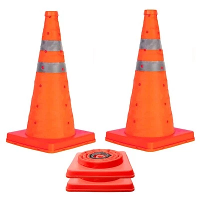 ADEPTNA 2PK POP UP SAFETY CONE 18" HIGH VISIBILITY EMERGENCY ROAD TRAFFIC PARKING POST