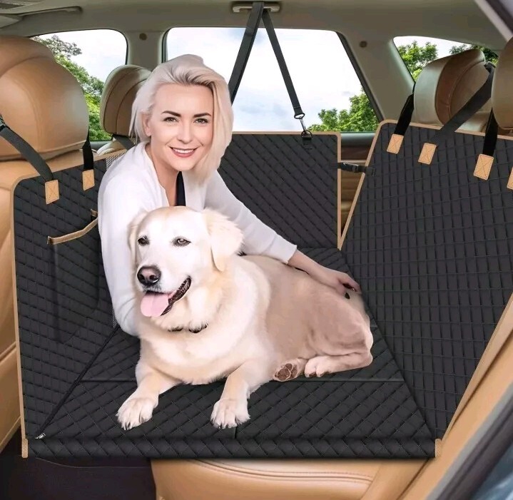 Lekespring Dog Car Seat Cover With Hard Bottom – 8-Panel Back Seat Extender Bed For Mid-Size Cars, Trucks, SUVs, Waterproof & Non-Slip