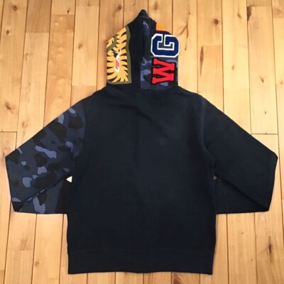 BAPE Navy × Blue camo Shark full zip hoodie A Bathing Ape Size M