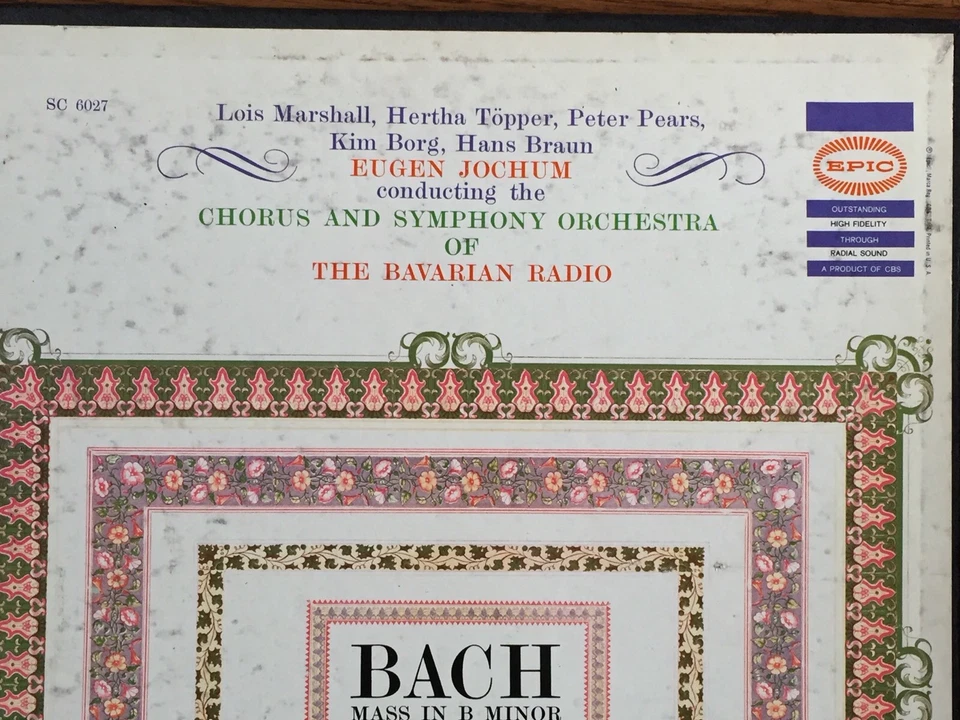 Eugen Jochum - Bach Mass In B Minor 2 LP VG+ SC 6027 1st Mono Epic Vinyl Record - Image 2 of 4