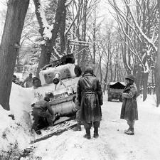 WW2 WWII Photo World War Two US Army Sherman Tanks Belgium 1945 7th Armored Div