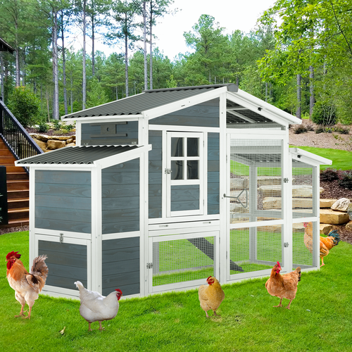 81” Large Chicken Coop Outdoor Wooden Hen House Poultry Cage w/ Nesting