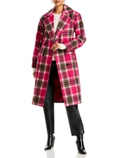 AQUA Plaid Double Breasted Belted Coat 18B 219-