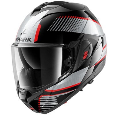 Shark Oxo Sikter Klappbare Front Helm (Schwarz Silber Rot)