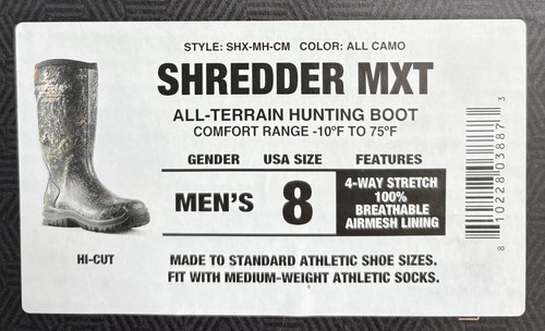 Stivali uomo Dryshod Shredder MXT taglia 8 mimetici impermeabili da caccia/campo SHX-MH-CM - Foto 8 di 8