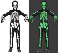 Glow in the Dark Skeleton Costume for Kids - Halloween Bone Bodysuit 8-10 Years