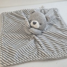 Just One You Teddy Bear Lovey Plush Baby Gray White Striped Security Blanket EUC