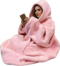 Oversized Sherpa Fleece Hoodie Blanket Ultra Soft Wearable Sweatshirt