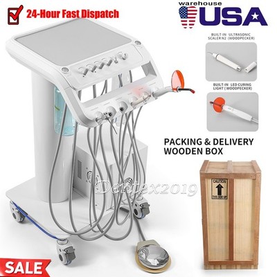 Dental mobile Delivery Unit Treatment Cart with Compressor scaler Curing Light